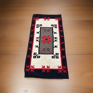 Vtg Southwestern Country Wool Area Rug Rare 62x30" Hand-loomed Rustic Aztec